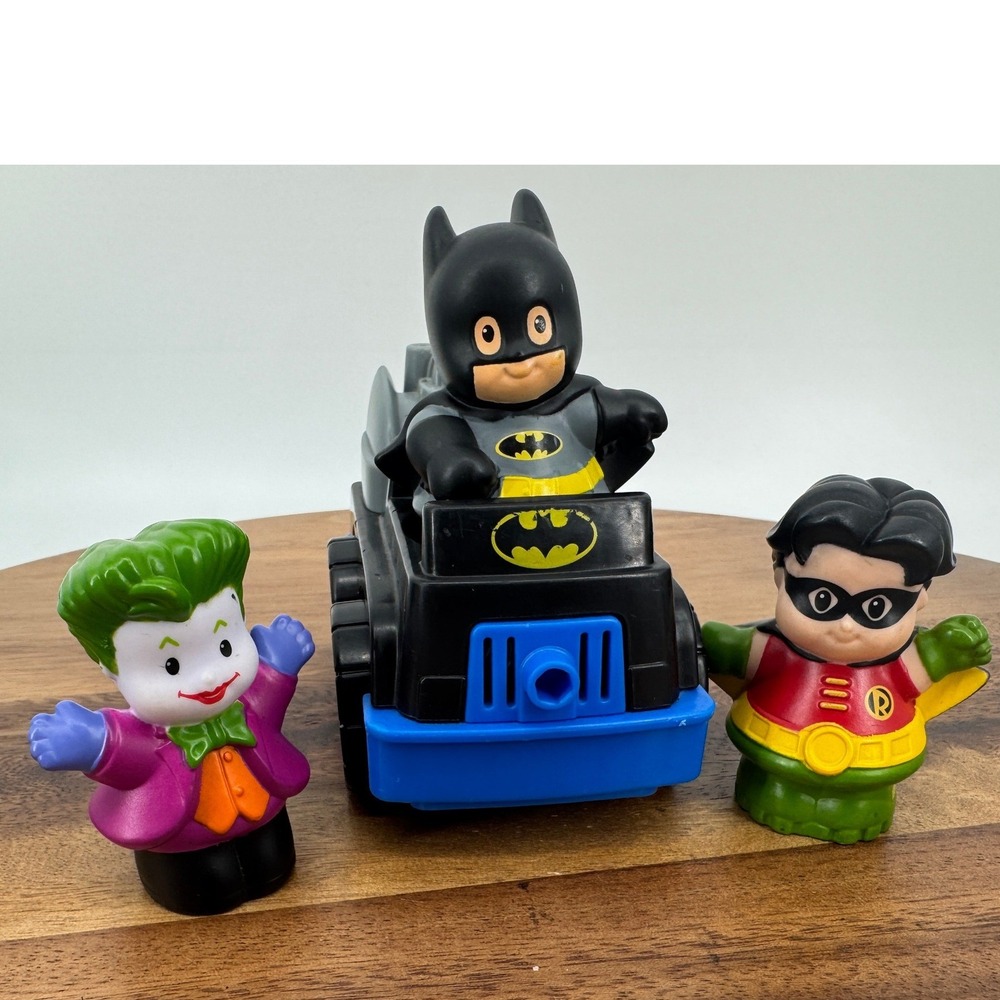 Fisher-Price Little People DC Super Friends Batman Robin Joker Batmobile Set